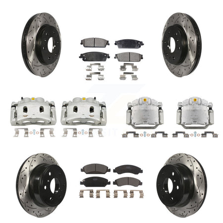 Front Rear Brake Caliper Drill Slot Rotors Ceramic Pad Kit (10Pc) For Chevrolet GMC 1500 KCD-100311T