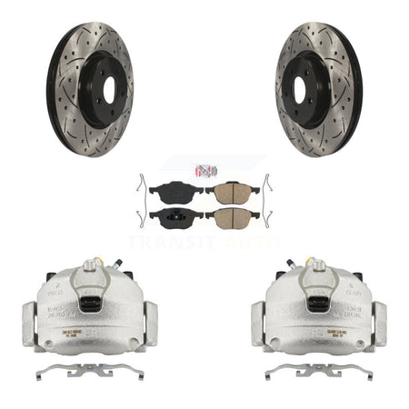 Front Brake Coated Caliper Drill Slotted Rotors Ceramic Pad Kit For Ford Transit Connect KCD-100312N