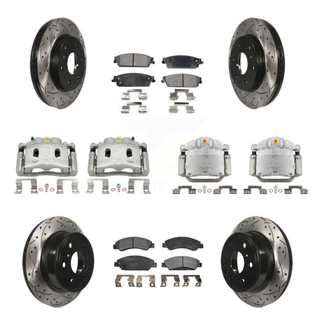 Front Rear Brake Caliper Drill Slot Rotor Ceramic Pad Kit (10Pc) For Chevrolet Avalanche KCD-100312T