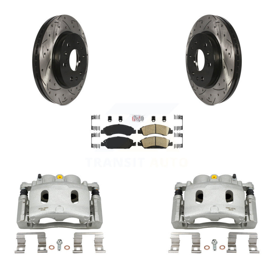 Front Brake Caliper Drill Slot Rotor Ceramic Pad Kit For Chevrolet GMC Silverado 1500 XL KCD-100315N