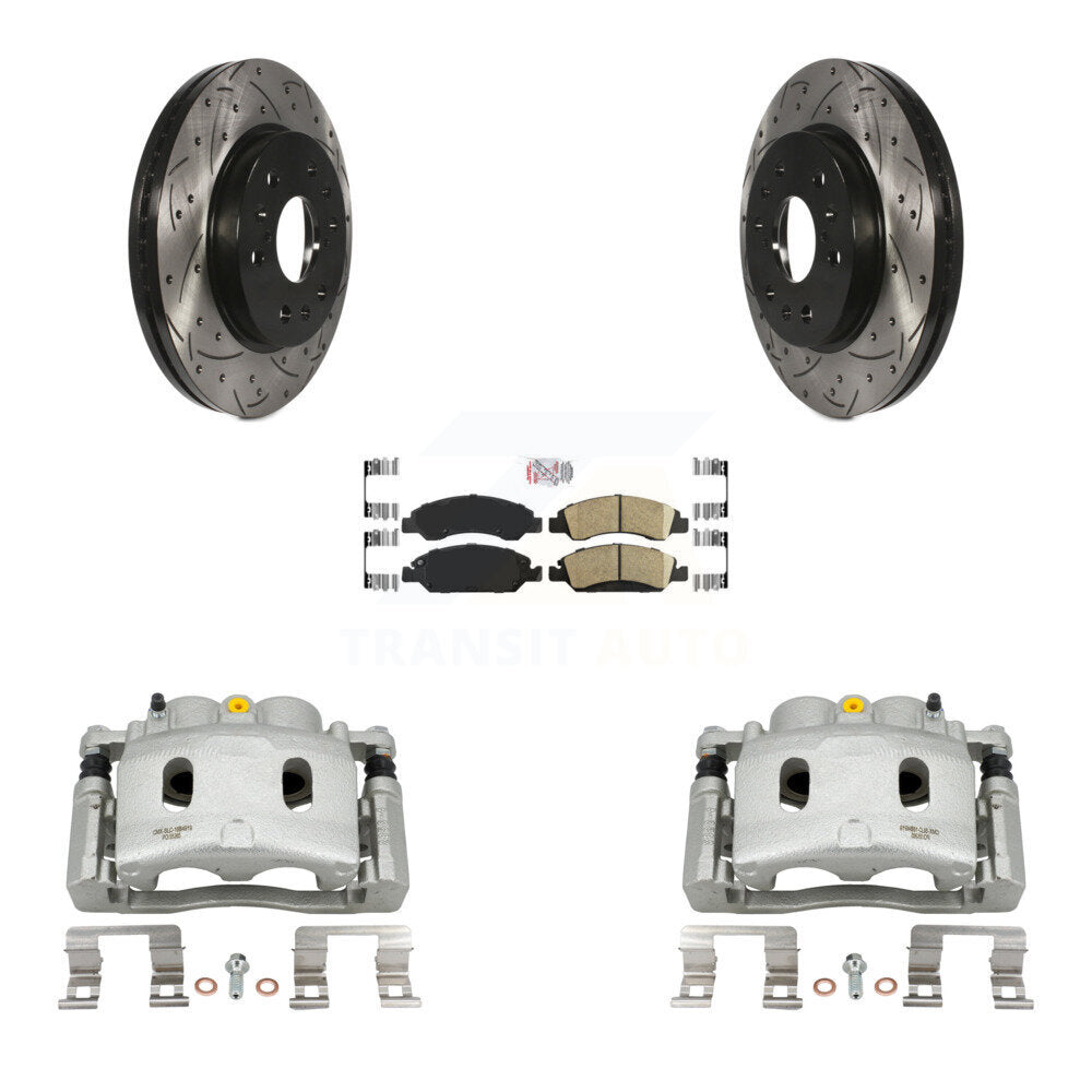 Front Brake Caliper Drill Slot Rotor Ceramic Pad Kit For Chevrolet GMC Silverado 1500 XL KCD-100316N