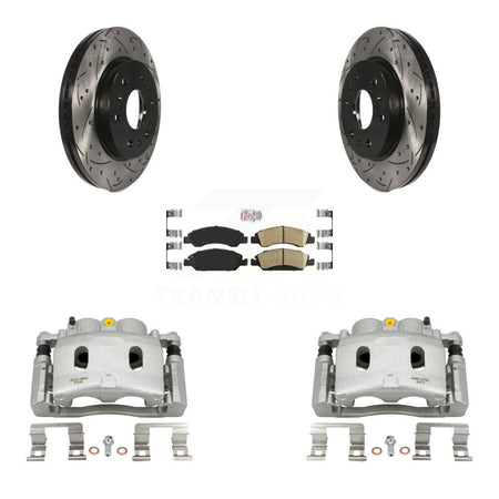 Front Brake Caliper Drill Slot Rotor Ceramic Pad Kit For Chevrolet GMC Silverado 1500 XL KCD-100316N