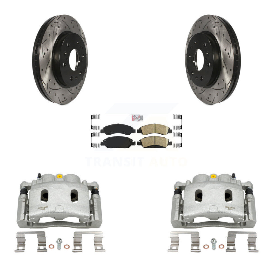 Front Brake Caliper Drill Slot Rotor Ceramic Pad Kit For Chevrolet GMC Silverado 1500 XL KCD-100316N