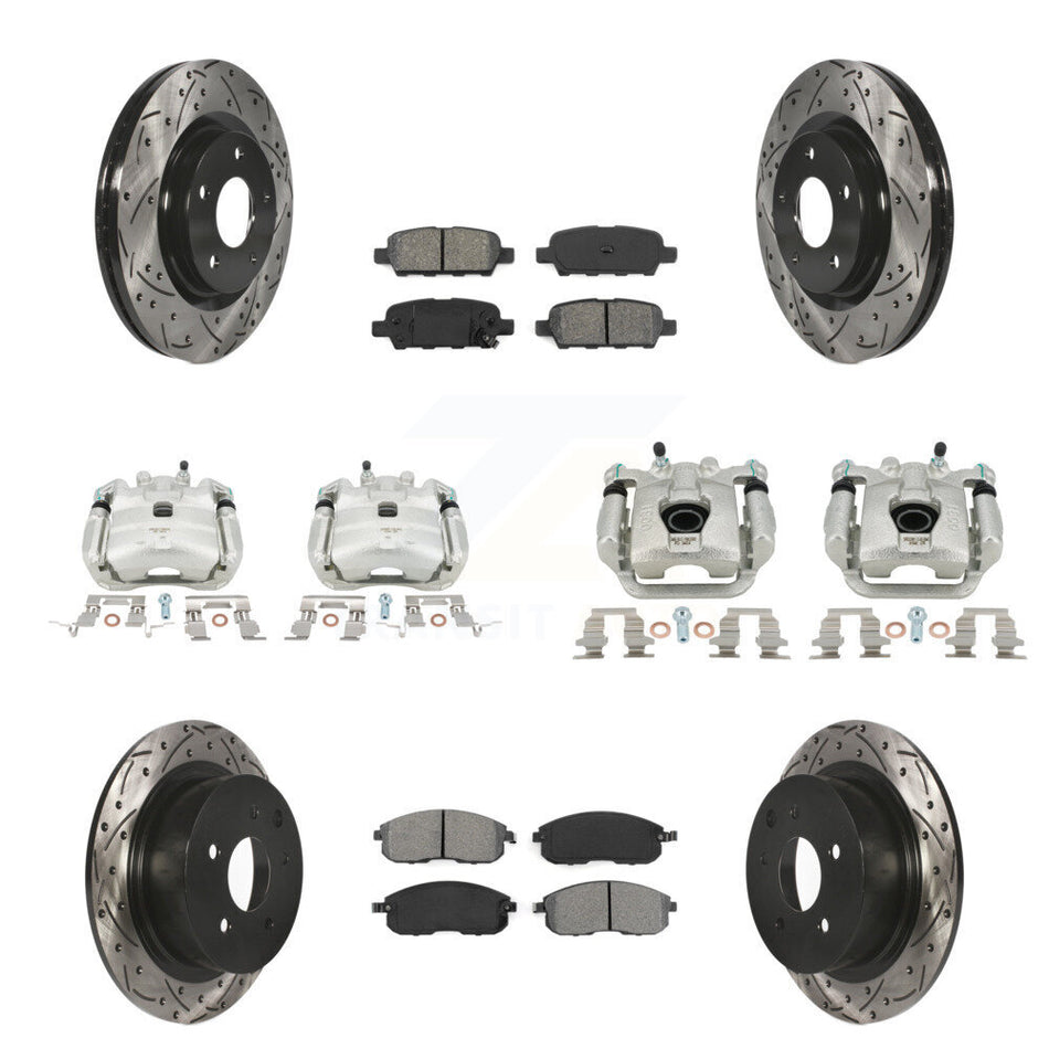 Front Rear Brake Caliper Drill Slot Rotor Semi-Metallic Pad Kit (10Pc) For Nissan Sentra KCD-100317S