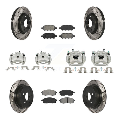 Front Rear Brake Caliper Drill Slot Rotor Semi-Metallic Pad Kit (10Pc) For Nissan Sentra KCD-100318S