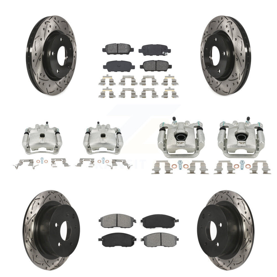 Front Rear Brake Caliper Drill Slot Rotor Semi-Metallic Pad Kit (10Pc) For Nissan Sentra KCD-100318S