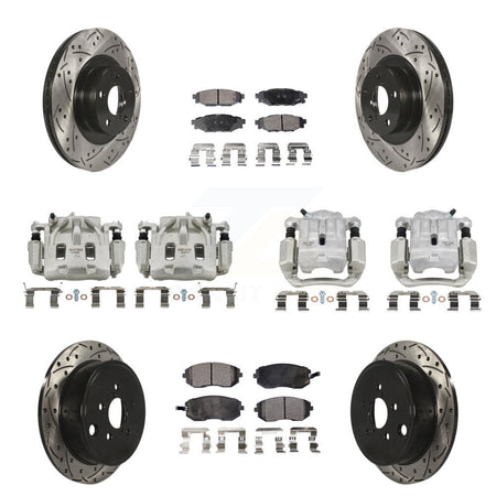 Front Rear Brake Coat Caliper Drill Slot Rotors Ceramic Pad Kit (10Pc) For Subaru Legacy KCD-100320T