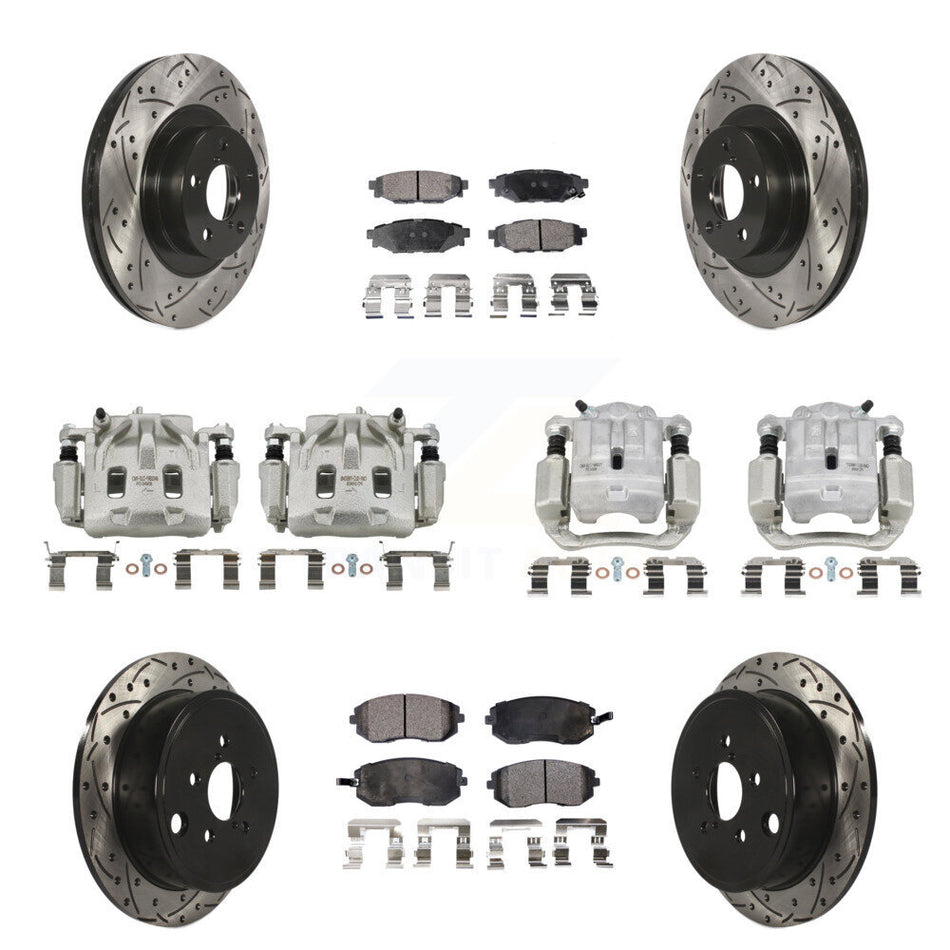 Front Rear Brake Coat Caliper Drill Slot Rotors Ceramic Pad Kit (10Pc) For Subaru Legacy KCD-100320T