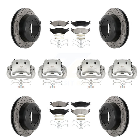 Front Rear Brake Caliper Drill Slotted Rotors Pad Kit (10Pc) For International TerraStar KCD-100321P