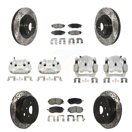 Front Rear Brake Caliper Drill Slot Rotor Ceramic Pad Kit (10Pc) For Subaru Outback 2.5L KCD-100322T