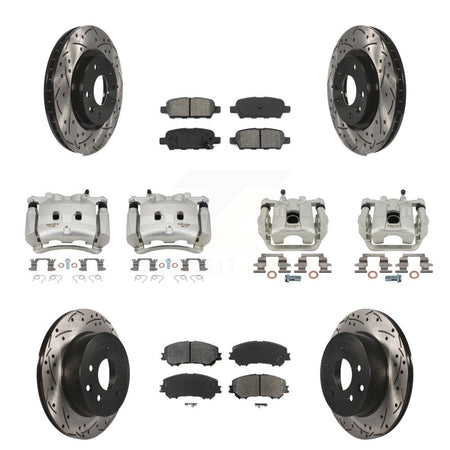 Front Rear Brake Caliper Drill Slot Rotors Semi-Metallic Pad Kit (10Pc) For Nissan Rogue KCD-100324S
