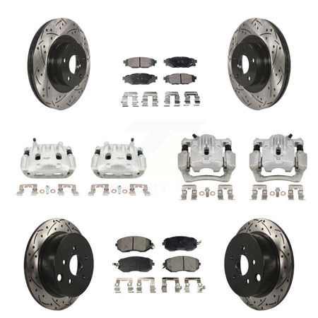 Front Rear Brake Caliper Drill Slot Rotors Ceramic Pad Kit (10Pc) For Subaru Forester XV KCD-100324T