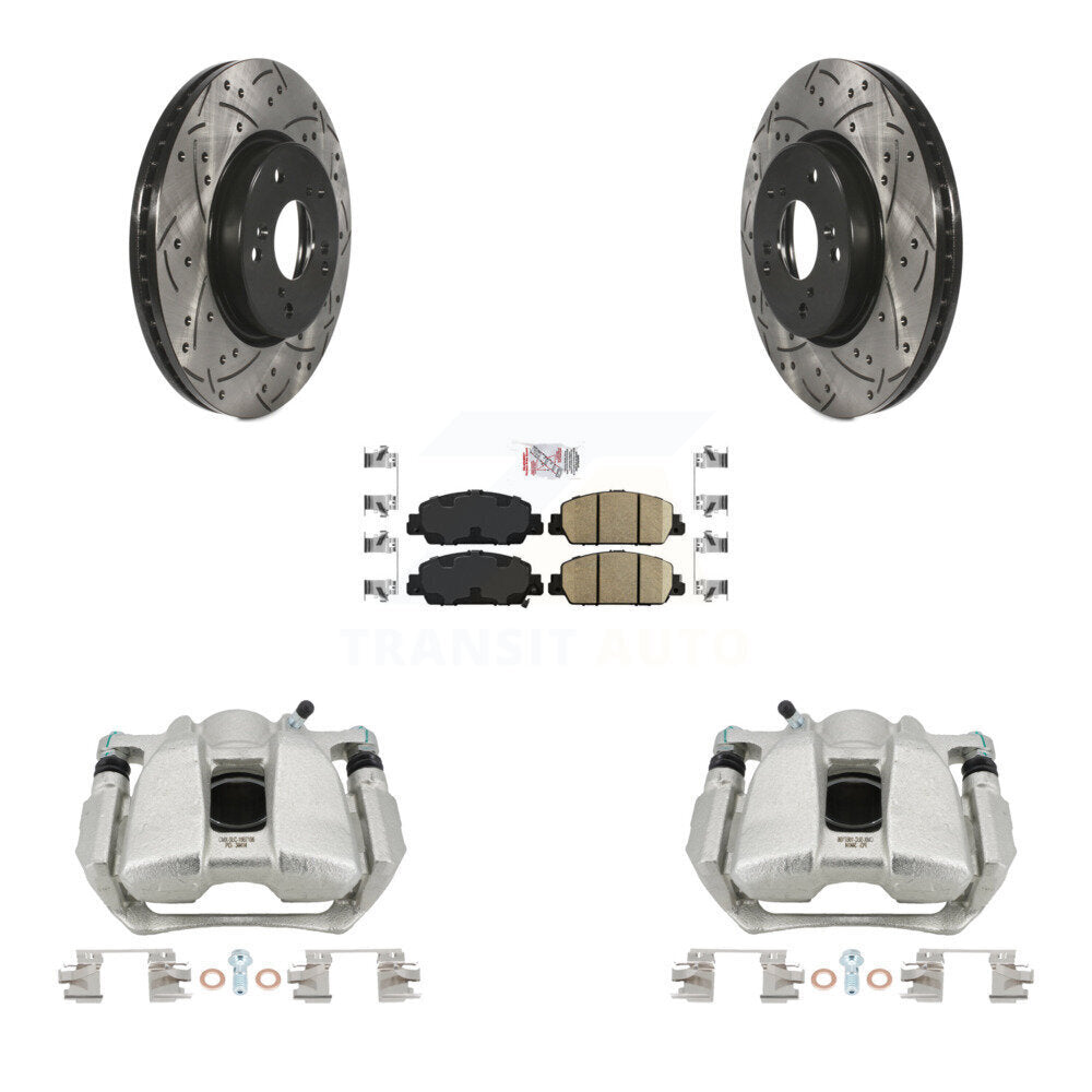 Front Disc Brake Coated Caliper Drilled Slot Rotor Ceramic Pad Kit For Honda HR-V Accord KCD-100325N