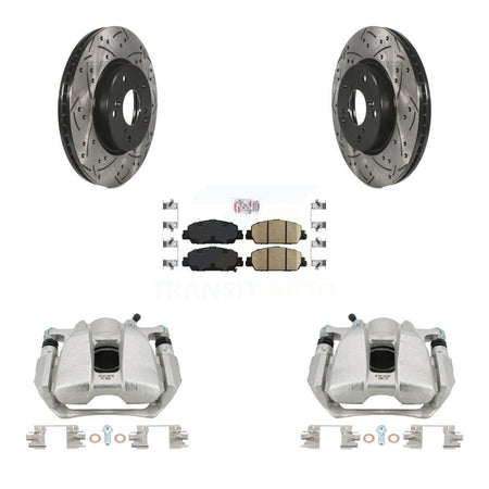 Front Disc Brake Coated Caliper Drilled Slot Rotor Ceramic Pad Kit For Honda HR-V Accord KCD-100325N