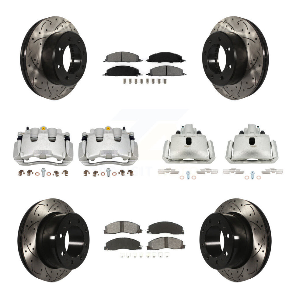 Front Rear Brake Coat Caliper Drill Slot Rotor Semi-Metallic Pad Kit (10Pc) For Ram 1500 KCD-100325S