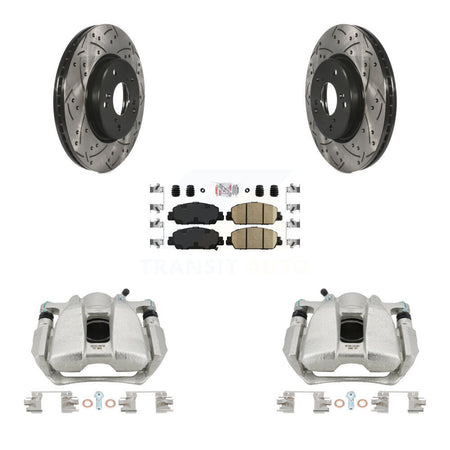 Front Disc Brake Coated Caliper Drilled Slot Rotor Ceramic Pad Kit For Honda HR-V Accord KCD-100326N