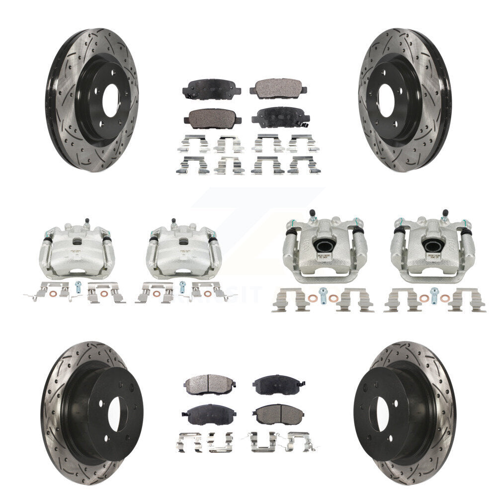 Front Rear Brake Caliper Drill Slot Rotors Ceramic Pad Kit (10Pc) For Nissan Sentra Juke KCD-100327T