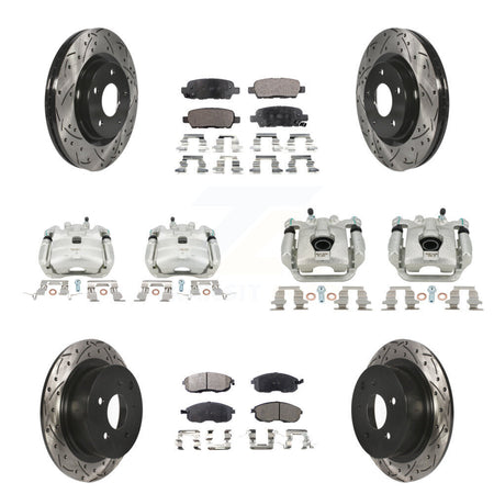 Front Rear Brake Caliper Drill Slot Rotors Ceramic Pad Kit (10Pc) For Nissan Sentra Juke KCD-100327T