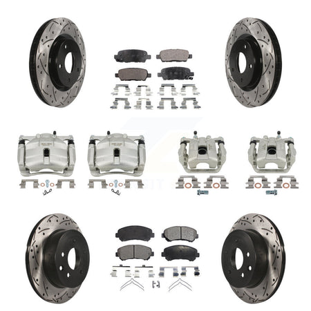 Front Rear Brake Caliper Drill Slot Rotor Ceramic Pad Kit (10Pc) For Nissan Rogue Select KCD-100329T