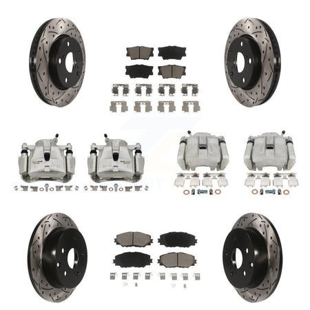 Front Rear Brake Coated Caliper Drill Slot Rotors Ceramic Pad Kit (10Pc) For Toyota RAV4 KCD-100330C