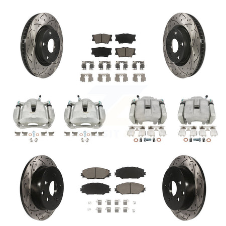 Front Rear Brake Coated Caliper Drill Slot Rotors Ceramic Pad Kit (10Pc) For Toyota RAV4 KCD-100332C