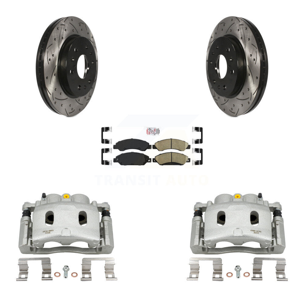 Front Brake Caliper Drill Slot Rotor Ceramic Pad Kit For Chevrolet Avalanche Cadillac XL KCD-100333N