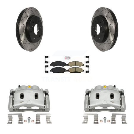 Front Brake Caliper Drill Slot Rotor Ceramic Pad Kit For Chevrolet Avalanche Cadillac XL KCD-100333N