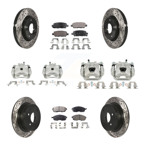 Front Rear Brake Coat Caliper Drill Slot Rotors Ceramic Pad Kit (10Pc) For Nissan Sentra KCD-100333T