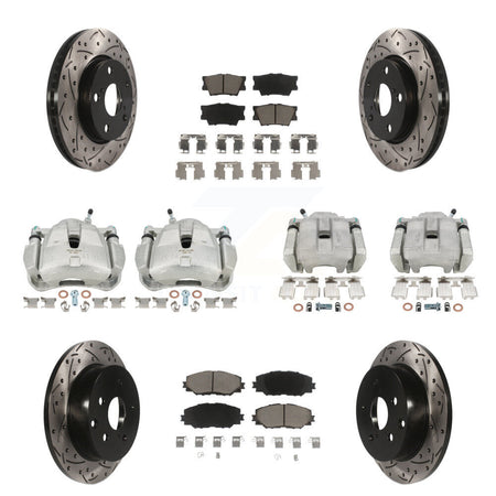 Front Rear Brake Coat Caliper Drill Slot Rotor Ceramic Pad Kit (10Pc) For Toyota RAV4 LE KCD-100335C