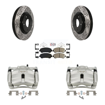 Front Disc Brake Coated Caliper Drill Slot Rotor Ceramic Pad Kit For Nissan Rogue Select KCD-100335N