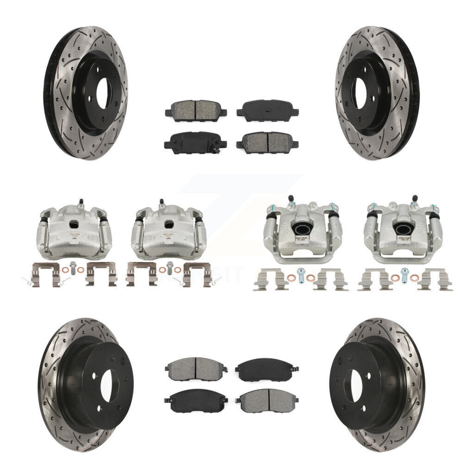 Front Rear Brake Caliper Drill Slot Rotor Semi-Metallic Pad Kit (10Pc) For Nissan Sentra KCD-100335S