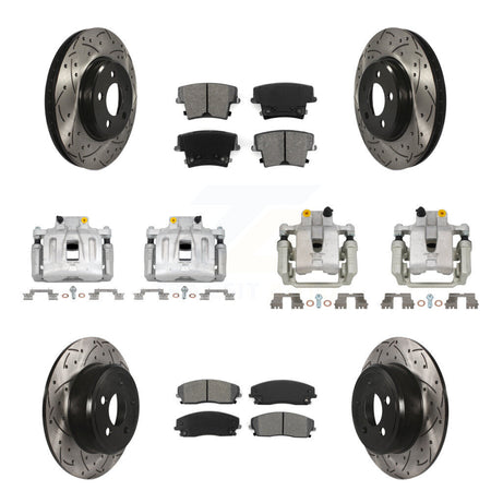 Front Rear Brake Caliper Drill Slot Rotors Semi-Metallic Pad Kit (10Pc) For Chrysler 300 KCD-100336S