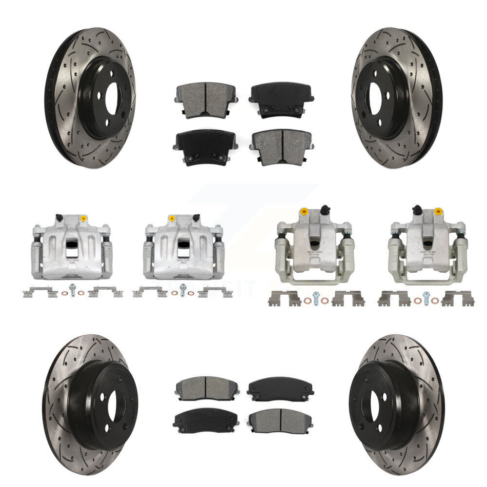Front Rear Brake Caliper Drill Slot Rotors Semi-Metallic Pad Kit (10Pc) For Chrysler 300 KCD-100336S