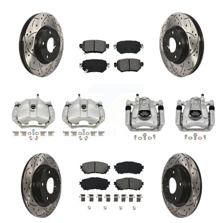 Front Rear Brake Coat Caliper Drill Slot Rotors Semi-Metallic Pad Kit (10Pc) For Mazda 6 KCD-100339S