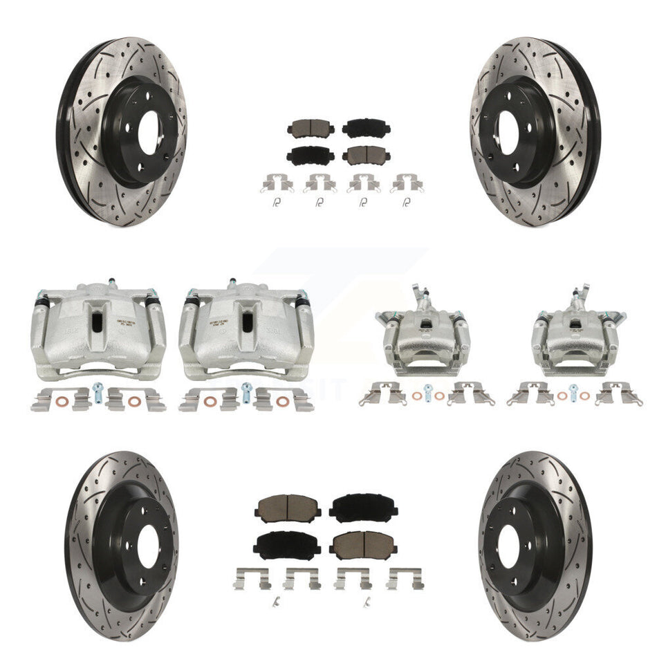 Front Rear Brake Caliper Drill Slotted Rotor Ceramic Pad Kit (10Pc) For 13-15 Mazda CX-5 KCD-100342C