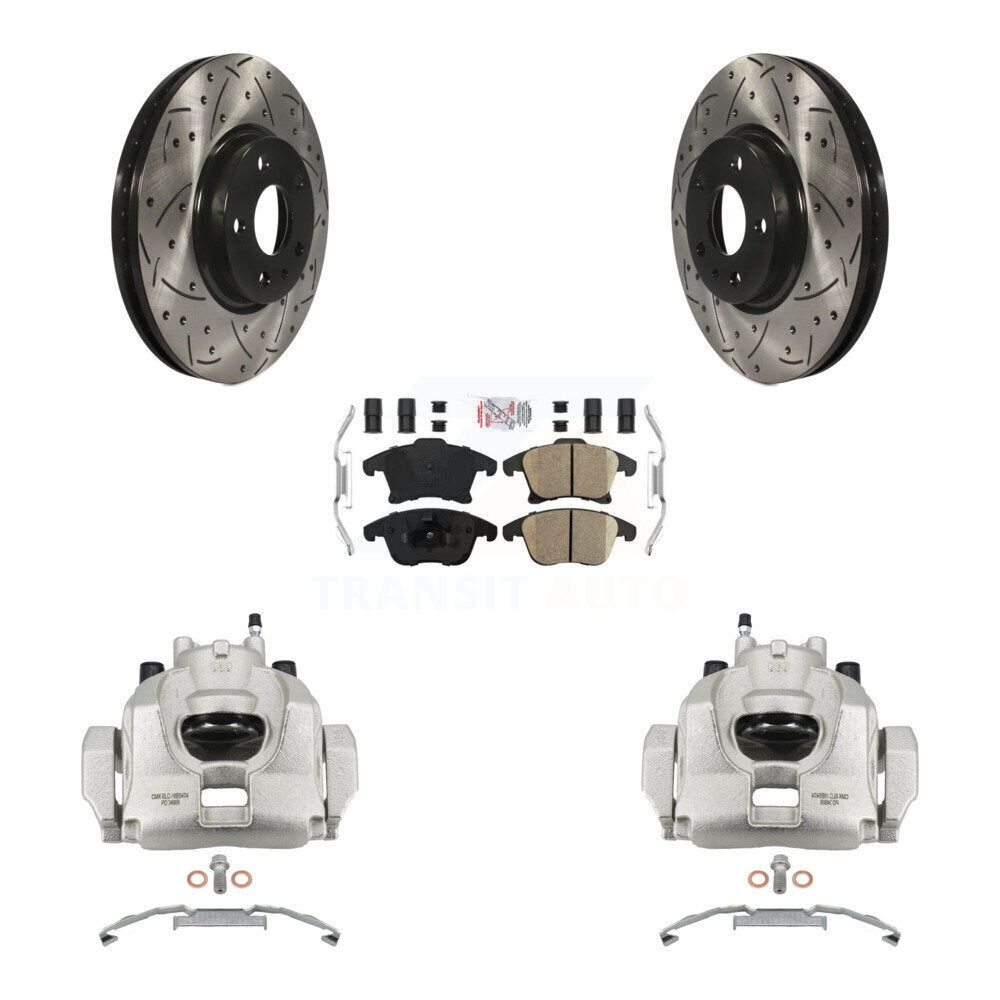 Front Brake Coated Caliper Drill Slot Rotors Ceramic Pad Kit For Ford Fusion Lincoln MKZ KCD-100342N