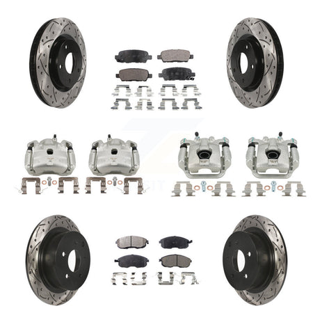 Front Rear Brake Caliper Drill Slot Rotor Semi-Metallic Pad Kit (10Pc) For Nissan Sentra KCD-100342P