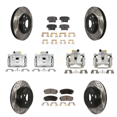 Front Rear Brake Caliper Drill Slot Rotors Semi-Metallic Pad Kit (10Pc) For Chrysler 300 KCD-100343P