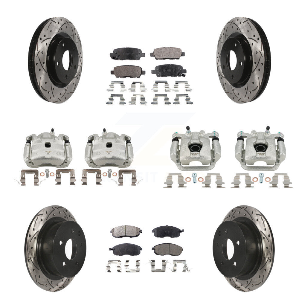 Front Rear Brake Coat Caliper Drill Slot Rotors Ceramic Pad Kit (10Pc) For Nissan Sentra KCD-100343T