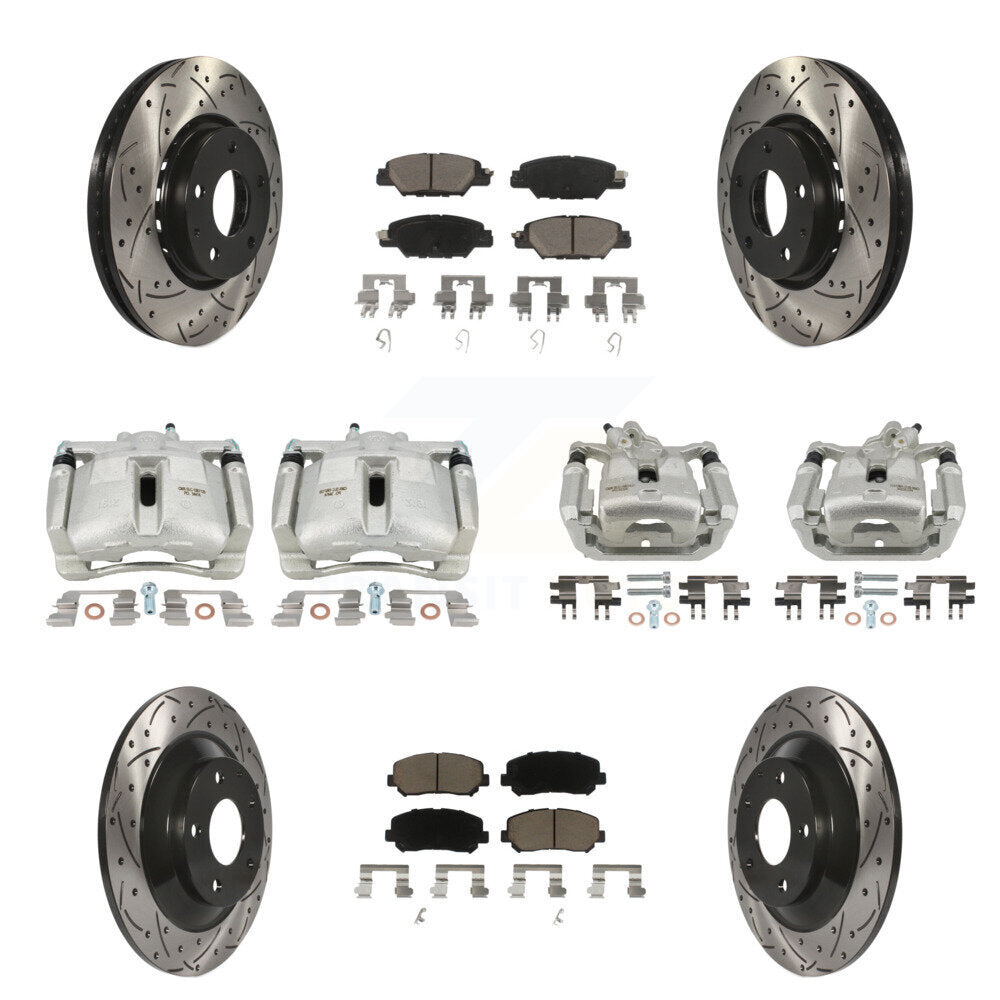 Front Rear Brake Coated Caliper Drilled Slot Rotor Ceramic Pad Kit (10Pc) For Mazda CX-5 KCD-100344C