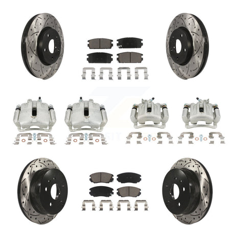 Front Rear Brake Caliper Drilled Slot Rotor Ceramic Pad Kit (10Pc) For Chevrolet Equinox KCD-100345C