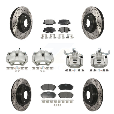Front Rear Brake Coat Caliper Drill Slot Rotors Semi-Metallic Pad Kit (10Pc) For Mazda 6 KCD-100345P