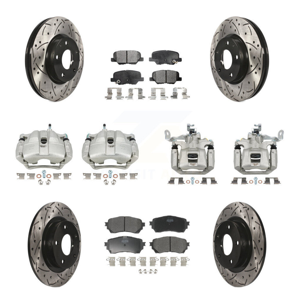 Front Rear Brake Coat Caliper Drill Slot Rotors Semi-Metallic Pad Kit (10Pc) For Mazda 6 KCD-100345P