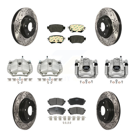 Front Rear Brake Coat Caliper Drill Slot Rotors Semi-Metallic Pad Kit (10Pc) For Mazda 6 KCD-100346P