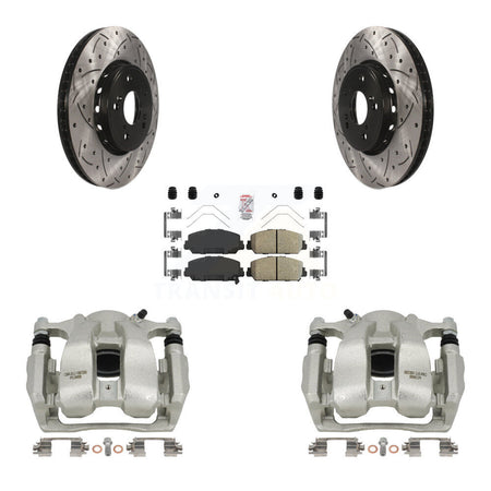 Front Disc Brake Coated Caliper Drill Slot Rotor Ceramic Pad Kit For 2016-2018 Acura RDX KCD-100348N