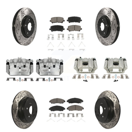 Front Rear Brake Coat Caliper Drill Slot Rotors Ceramic Pad Kit (10Pc) For Acura MDX ZDX KCD-100351C