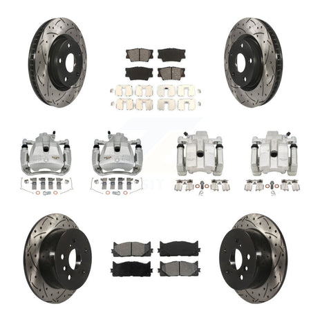 Front Rear Brake Caliper Drill Slot Rotors Semi-Metallic Pad Kit (10Pc) For Toyota Camry KCD-100351S