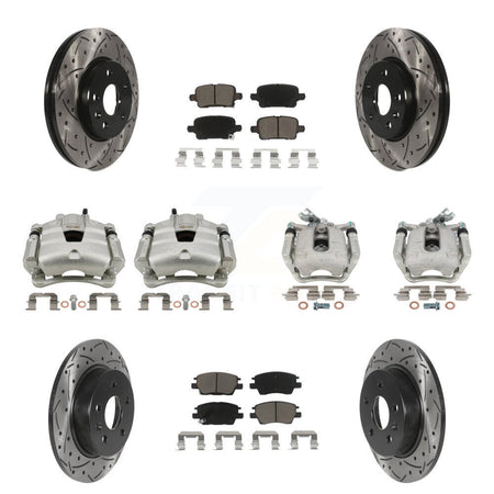 Front Rear Brake Caliper Drill Slotted Rotors Ceramic Pad Kit (10Pc) For Chevrolet Cruze KCD-100353C