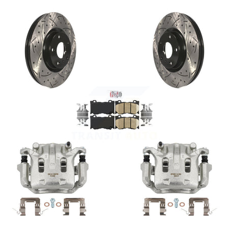 Front Brake Caliper Drill Slot Rotor Ceramic Pad Kit For INFINITI G37 With Brembo Brakes KCD-100353N