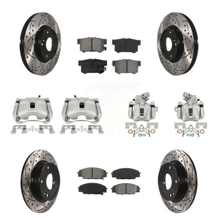 Front Rear Brake Caliper Drill Slotted Rotors Semi-Metallic Pad Kit (10Pc) For Acura CSX KCD-100365S